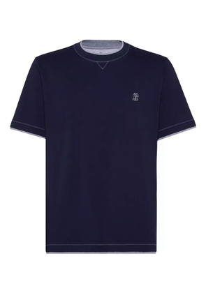 Brunello Cucinelli logo-embroidered T-shirt - Blue