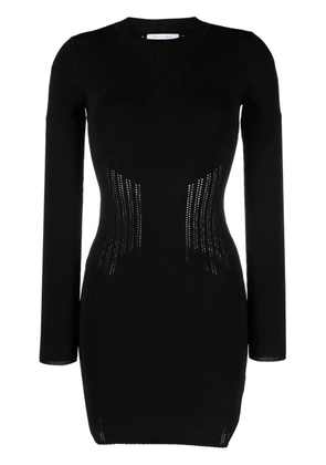 Patrizia Pepe logo plaque perforated bodycon dress - Black