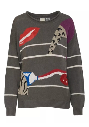 Krizia Pre-Owned intarsia-knit sweater - Grey