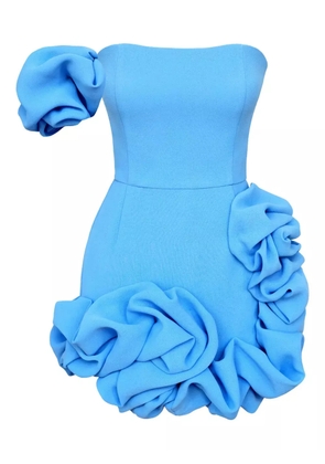 POST MERIDIEM flounced one-shoulder bustier mini dress - Blue