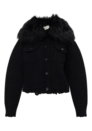 Blumarine faux-fur-trim button-up jacket - Black