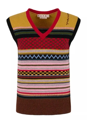 Marni striped wool vest - Red