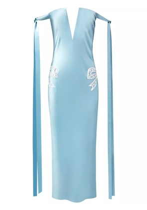 Alejandra Alonso Rojas tied-sleeve strapless dress - Blue