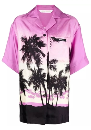 Palm Angels sunset-print bowling shirt - Purple