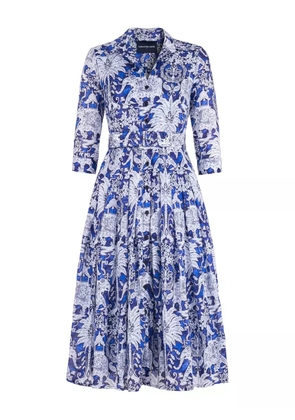 Samantha Sung Audrey elephant-print pleated midi dress - Blue