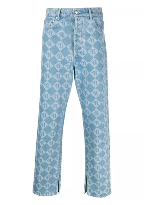 Nanushka monogram-print straight-leg jeans - Blue
