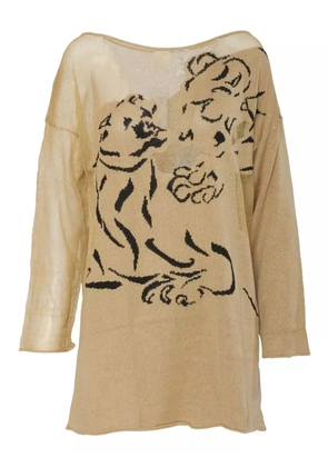 Krizia Pre-Owned embroidered mesh sweater - Neutrals