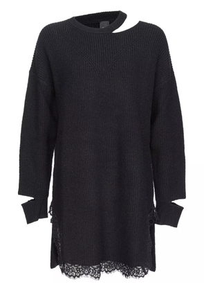 PINKO lace-trim cut-out knitted dress - Black