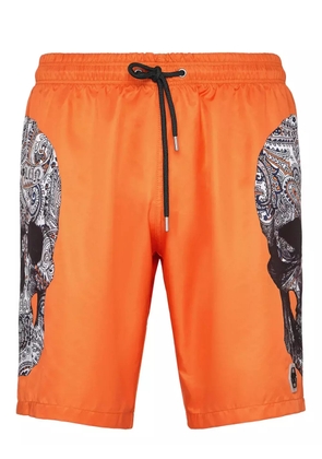 Philipp Plein skull-print swim shorts - Orange