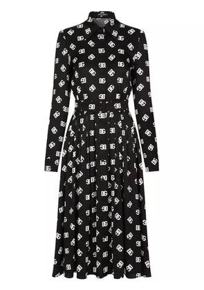 Dolce & Gabbana logo-print belted midi dress - Black