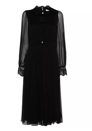 NISSA crystal-detail silk midi dress - Black