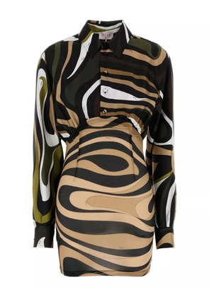PUCCI abstract print cinched shirt dress - Green