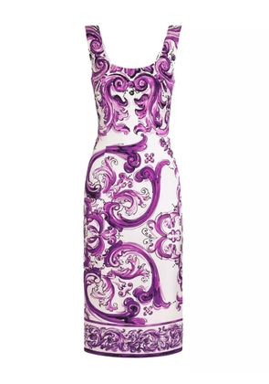 Dolce & Gabbana Maiolica-print midi dress - White