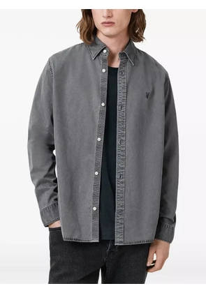 AllSaints Bodhi logo-embroidered button-down shirt - Grey