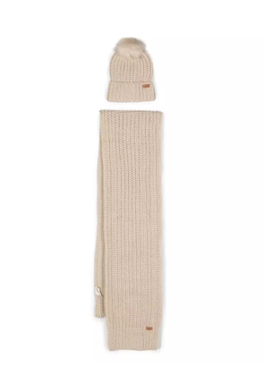 Barbour ribbed-knit scarf & beanie set - Neutrals