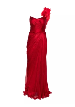 Iris Serban Haziel rose-embellished silk dress - Red