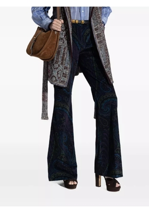 ETRO paisley-print flared trousers - Blue
