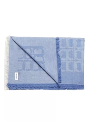 Ferragamo Gancini-pattern frayed scarf - Blue