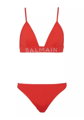 Balmain logo-embellished bikini set - Red