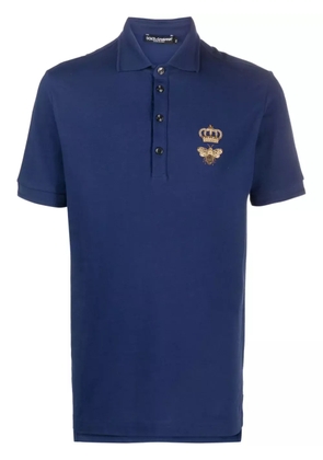 Dolce & Gabbana embroidered emblem polo shirt - Blue
