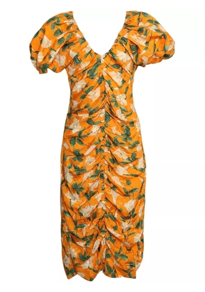 Agua By Agua Bendita floral-print ruched dress - Orange