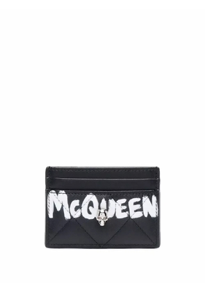 Alexander McQueen skull-embellishment quilted wallet - Black