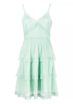 TWINSET lace-trim ruffled mini dress - Green