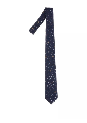 Paul Smith floral-embroidered silk tie - Blue