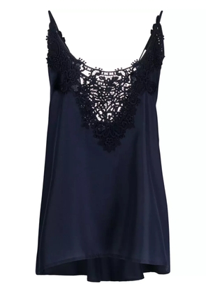 P.A.R.O.S.H. macramé-detail silk tank top - Blue