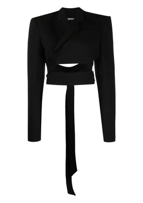 ANDREĀDAMO overlapping-strap cropped jacket - Black