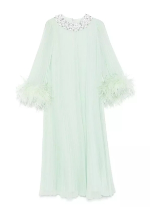 Self-Portrait feather-trim chiffon dress - Green