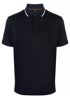 BOSS logo-embossed piqué polo shirt - Blue