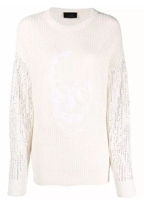 Philipp Plein crystal-embellished knitted jumper - Neutrals