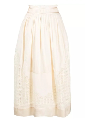 Ulla Johnson Cadena lace-insert midi skirt - Neutrals