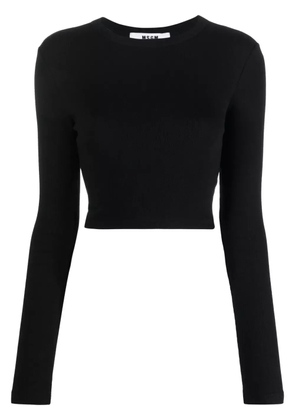MSGM cut-out cropped cotton T-shirt - Black