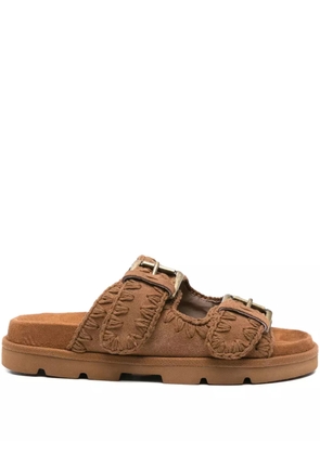 Mou buckle-embellished suede sandals - Brown