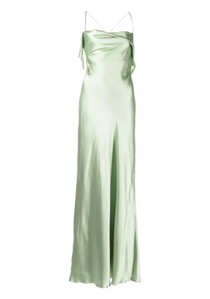 Michelle Mason bias-cut cowl neck gown - Green