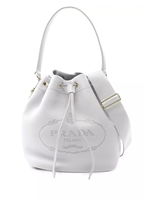 Prada Pre-Owned 10s drawstring leather bucket bag - White