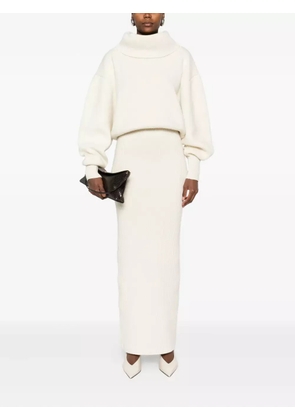 Jacquemus roll-neck ribbed dress - White