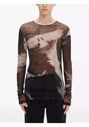 Ann Demeulemeester Greg doves-print long-sleeve T-shirt - Black