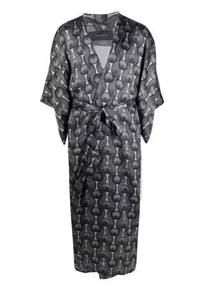 OZWALD BOATENG geometric-print tie-waist jacket - White