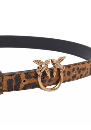 PINKO leopard-print love-birds belt - Brown
