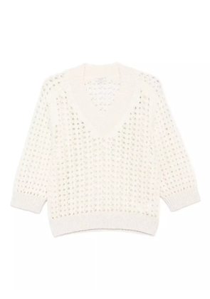 Peserico V-neck open-knit sweater - White