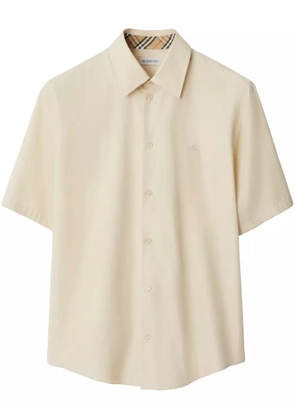 Burberry logo-embroidered shirt - Neutrals