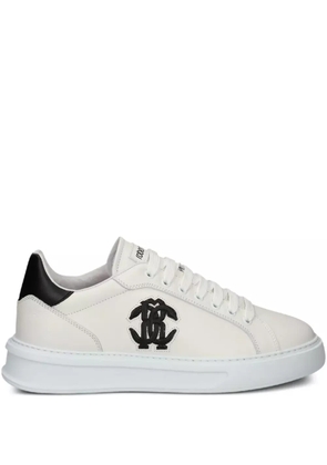 Roberto Cavalli Mirror Snake-appliqué sneakers - White