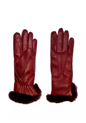 Restelli fur-trimmed leather gloves - Red