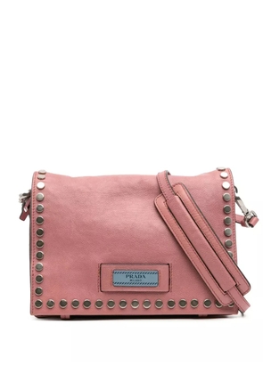 Prada Pre-Owned 2000-2013 Glace Calf Studded Etiquette Flap crossbody bag - Pink