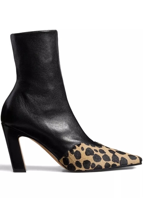 KHAITE 85mm Nevada hyena-print square toe boots - Black