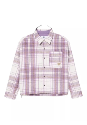 CHOCOOLATE logo-embroidered checked shirt - Purple