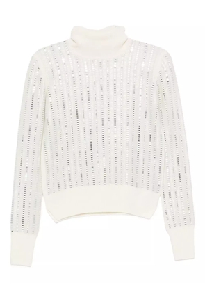 Ermanno Scervino rhinestone-embellished turtleneck jumper - Neutrals